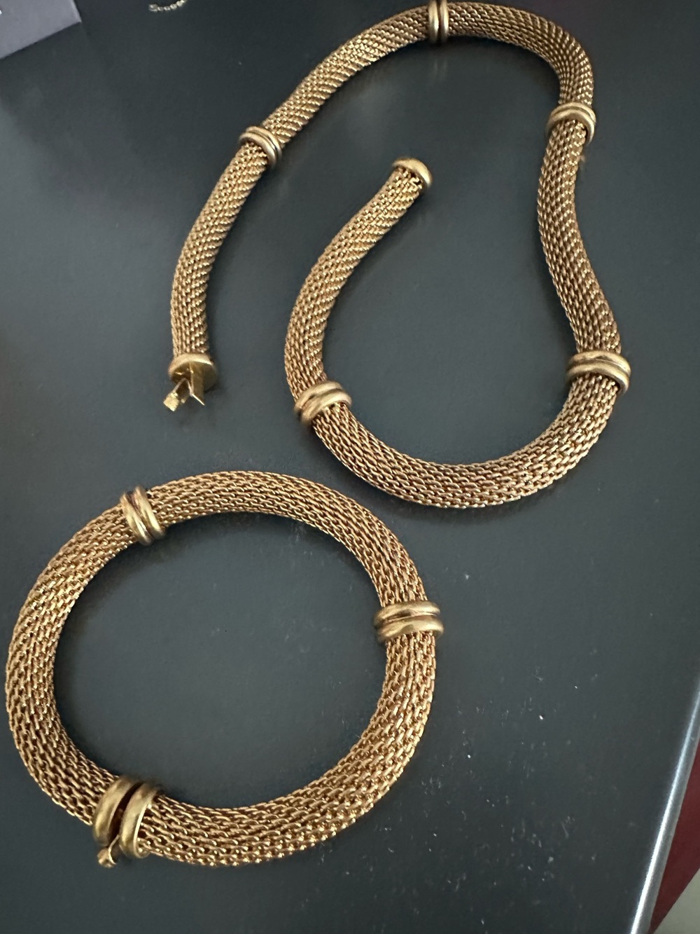 Ralph Lauren Inspired Convertible Mesh Chain Necklace + Bracelet Set – Gold